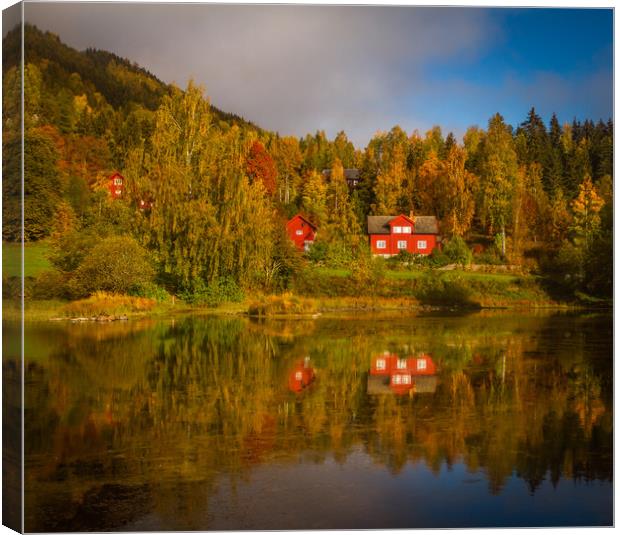 autumn in Lillehammer in Norway Canvas Print by Hamperium Photography