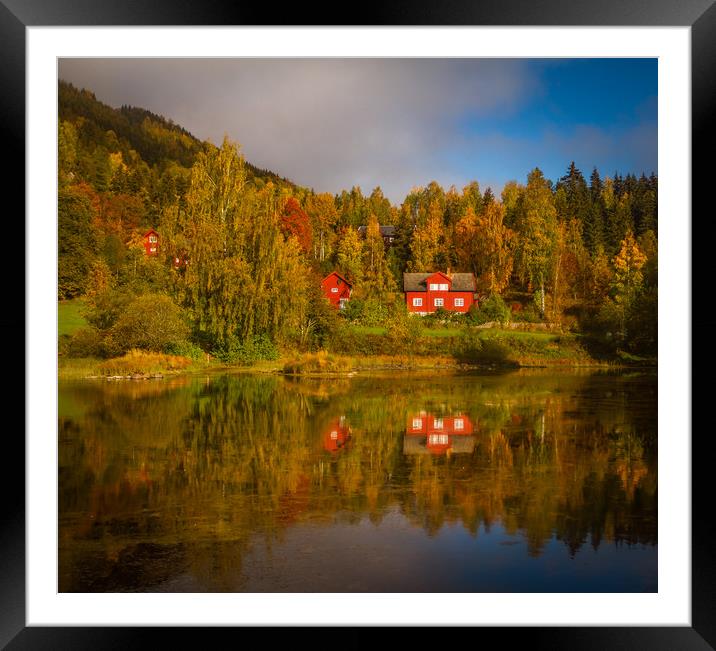 autumn in Lillehammer in Norway Framed Mounted Print by Hamperium Photography