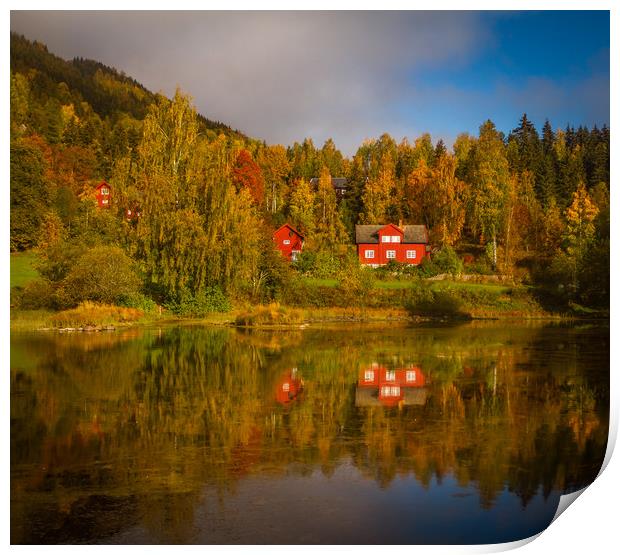 autumn in Lillehammer in Norway Print by Hamperium Photography