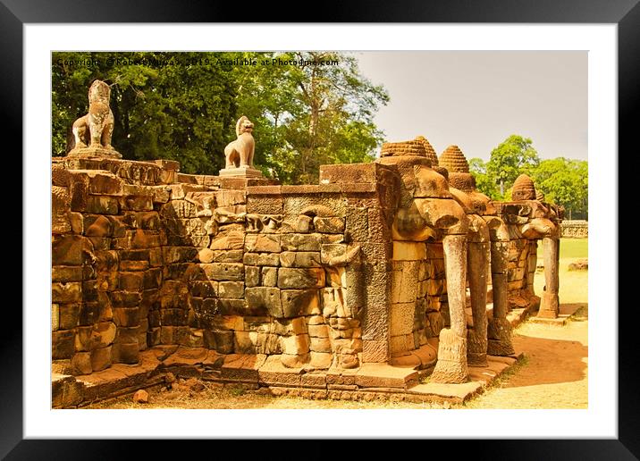The Terrace of the Elephants, Cambodia Framed Mounted Print by Robert Murray