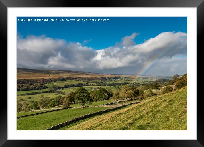 Rainbow at Holwick, Teesdale 1 Framed Mounted Print by Richard Laidler