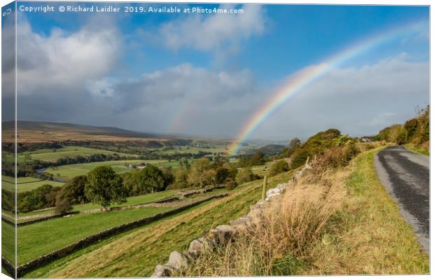 Rainbow at Holwick, Teesdale 3 Canvas Print by Richard Laidler