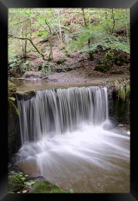 Majestic Knypersley Pool Waterfall Framed Print by Andrew Heaps