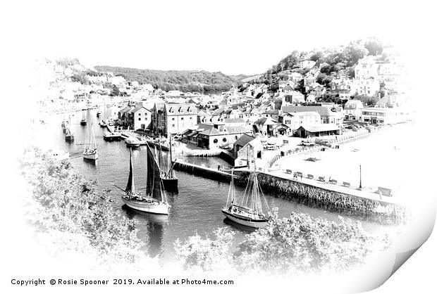 Luggers at Looe in South East Cornwall Print by Rosie Spooner