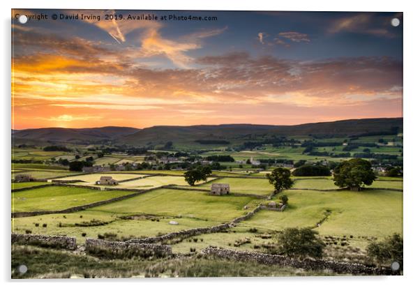 Sunset over Hawes Acrylic by David Irving