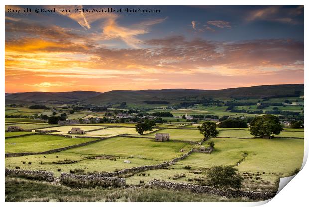 Sunset over Hawes Print by David Irving
