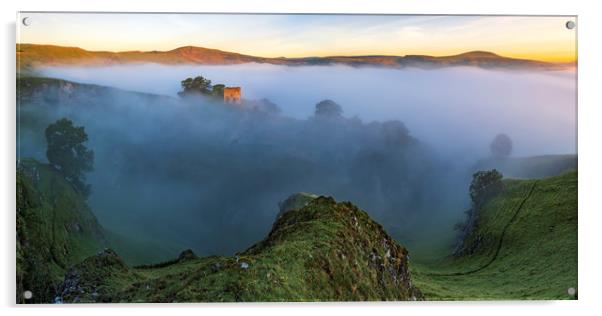 Peveril Castle sunrise, Derbyshire Acrylic by John Finney