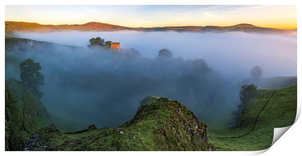 Peveril Castle sunrise, Derbyshire Print by John Finney