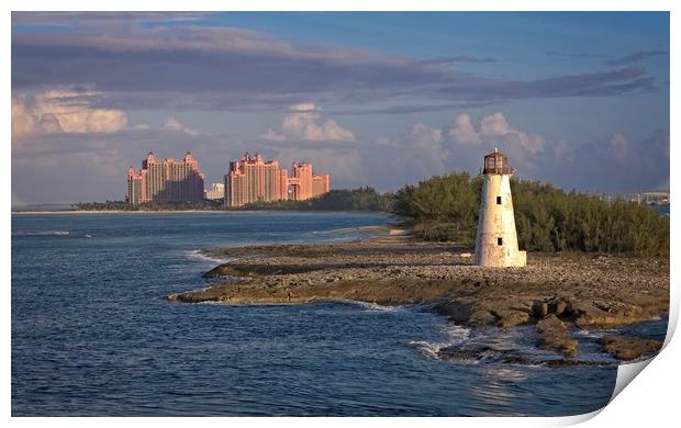 Lighthouse and Resort in Bahamas Print by Darryl Brooks