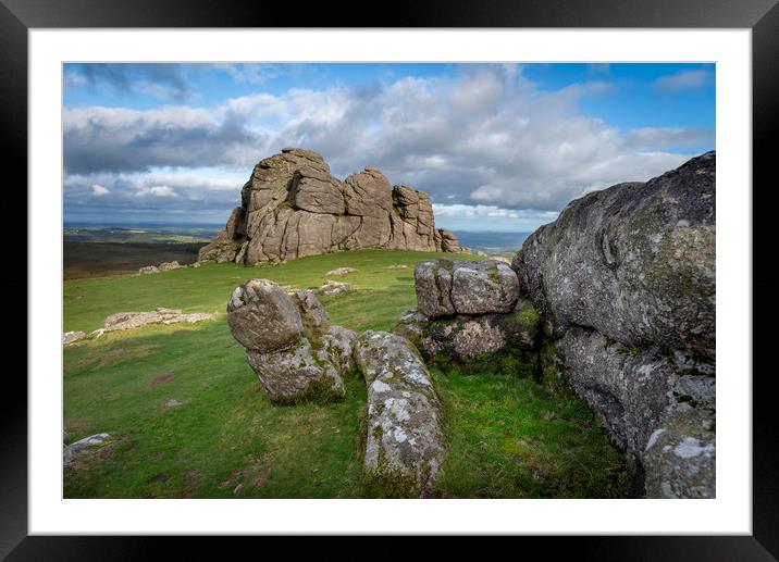 Haytor rocks Dartmoor national park Framed Mounted Print by Eddie John