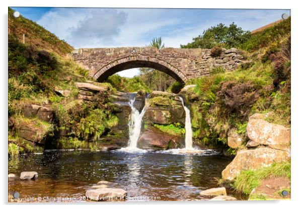 Three Shires Head waterfall - Derbyshire Acrylic by Chris Warham