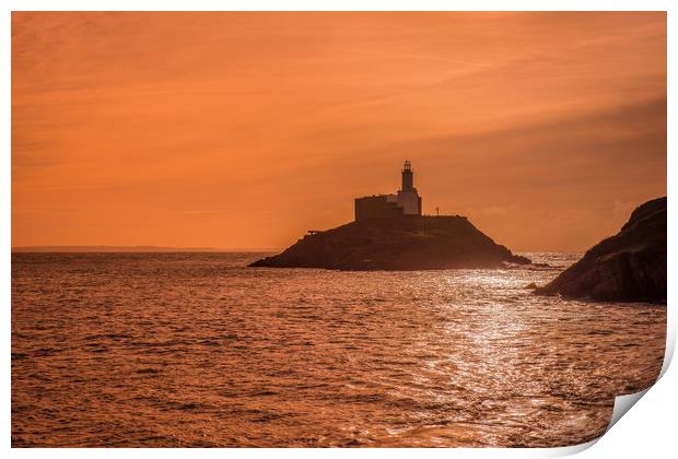 Mumbles lighthouse at sunrise. Print by Bryn Morgan