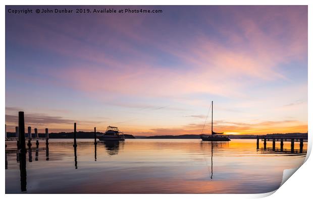 Sunrise on Lake Macquarie Print by John Dunbar