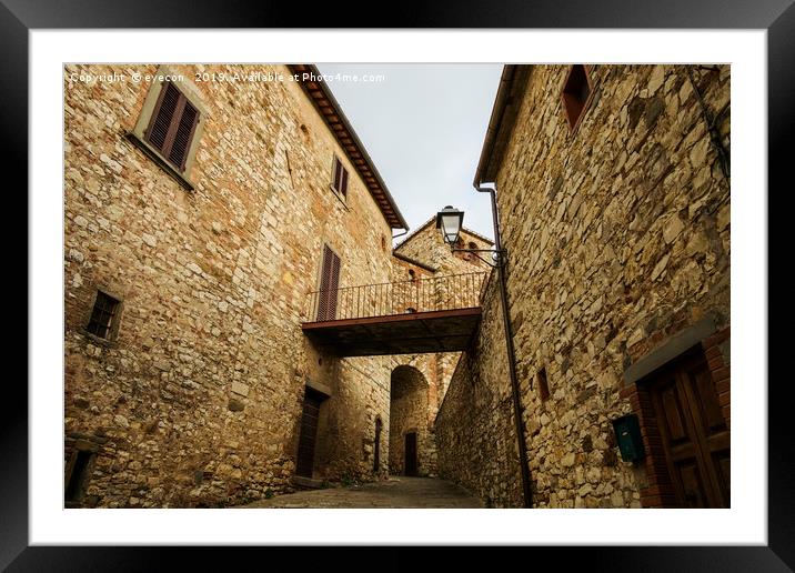 Street view of Radda in Chianti, Tuscany. Framed Mounted Print by eyecon 