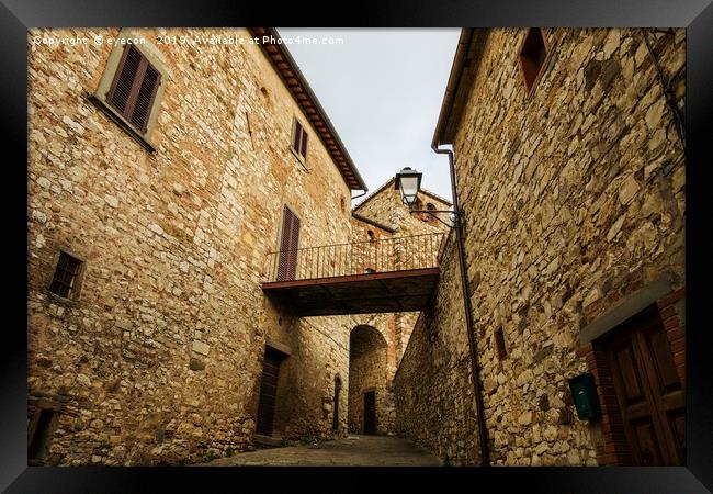 Street view of Radda in Chianti, Tuscany. Framed Print by eyecon 