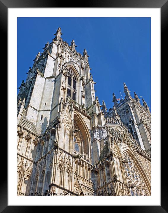 york minster with towers and blue sky Framed Mounted Print by Philip Openshaw