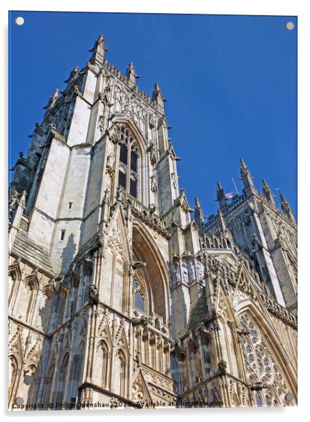 york minster with towers and blue sky Acrylic by Philip Openshaw