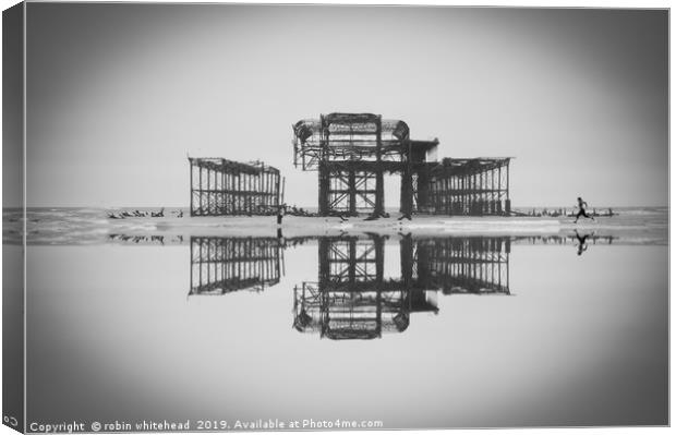 Running Reflection at the West Pier (2of4) Canvas Print by robin whitehead