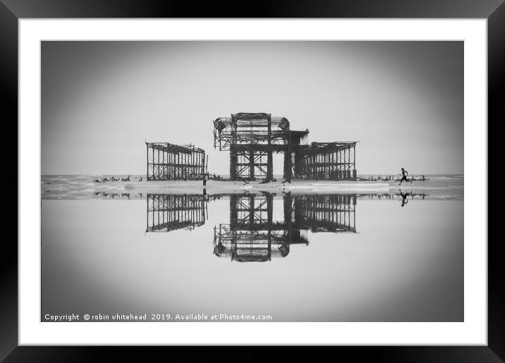 Running Reflection at the West Pier (2of4) Framed Mounted Print by robin whitehead