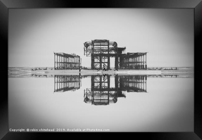 Running Reflection at the West Pier (3of4) Framed Print by robin whitehead