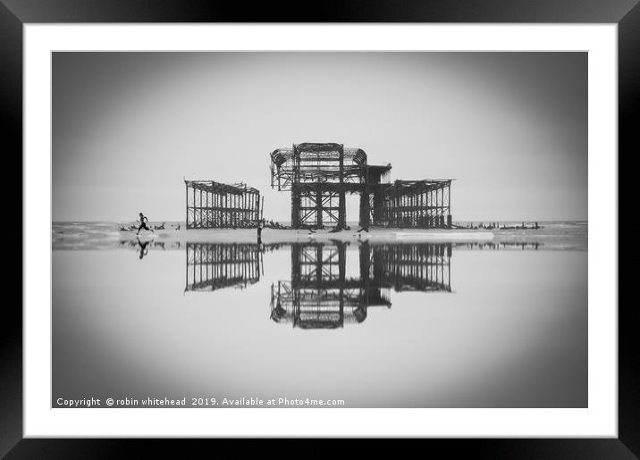Running Reflection at the West Pier (4of4) Framed Mounted Print by robin whitehead