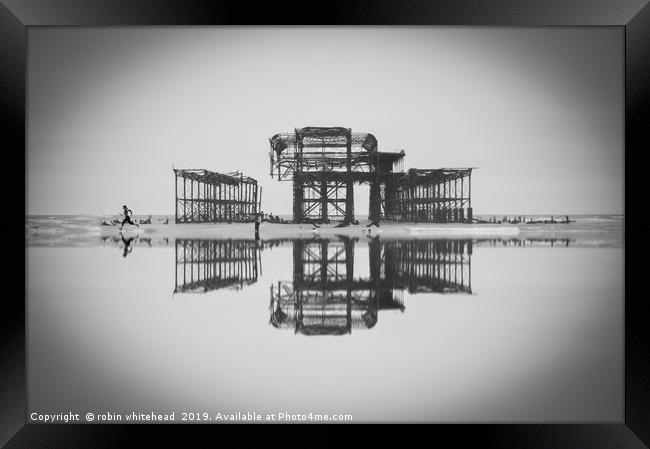 Running Reflection at the West Pier (4of4) Framed Print by robin whitehead