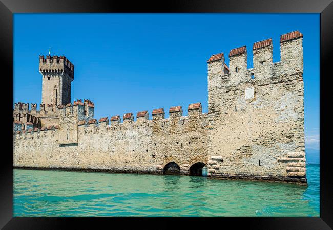 The Mighty Fortress of Sirmione Framed Print by Steve Purnell