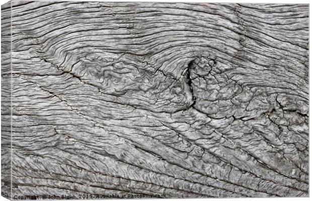 Old oak lime washed beam Canvas Print by John Biglin