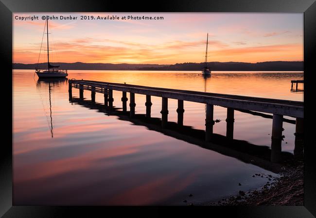 Sunrise On Lake Macquarie Framed Print by John Dunbar