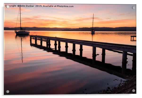 Sunrise On Lake Macquarie Acrylic by John Dunbar