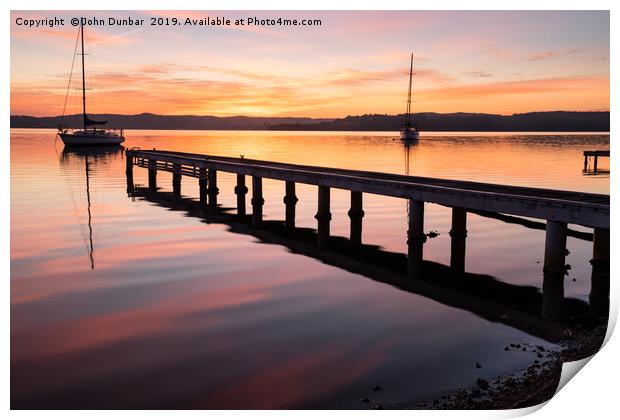 Sunrise On Lake Macquarie Print by John Dunbar