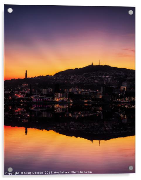 Dundee Sunset Reflections Acrylic by Craig Doogan
