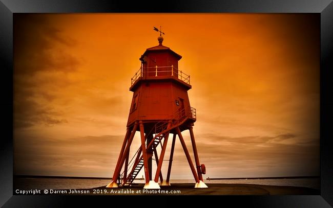 South Shields Herd Groyne Lighthouse Framed Print by Darren Johnson