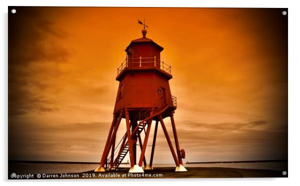 South Shields Herd Groyne Lighthouse Acrylic by Darren Johnson