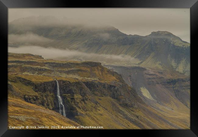 Waterfall Snaefellsness Peninsula Iceland Framed Print by Nick Jenkins