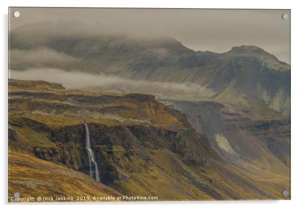 Waterfall Snaefellsness Peninsula Iceland Acrylic by Nick Jenkins