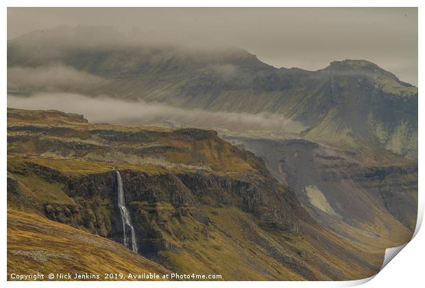 Waterfall Snaefellsness Peninsula Iceland Print by Nick Jenkins