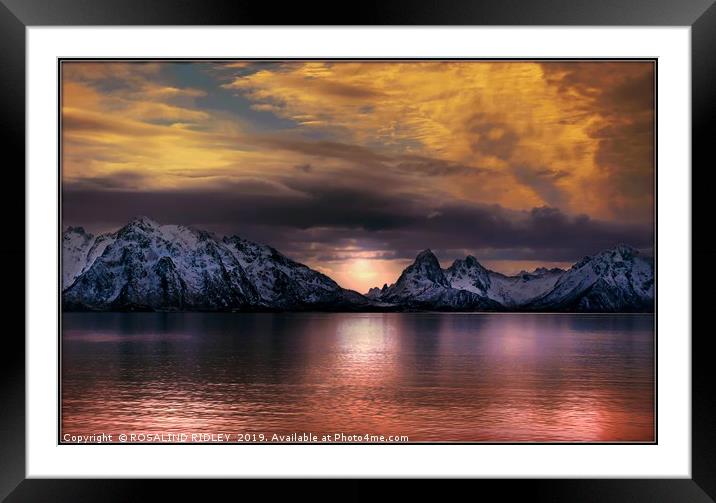 "Cloudy sunset over the Norwegian sea" Framed Mounted Print by ROS RIDLEY