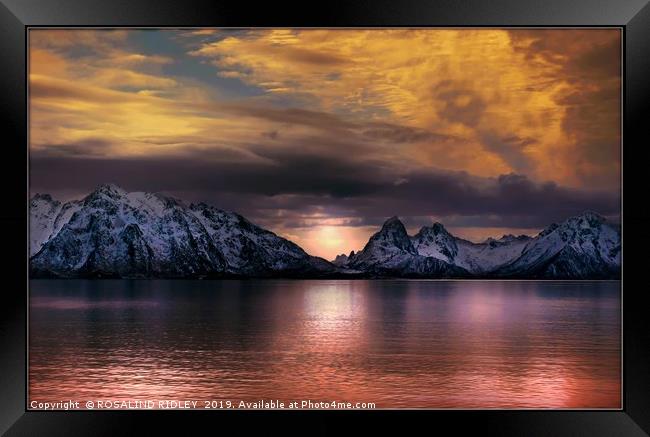 "Cloudy sunset over the Norwegian sea" Framed Print by ROS RIDLEY