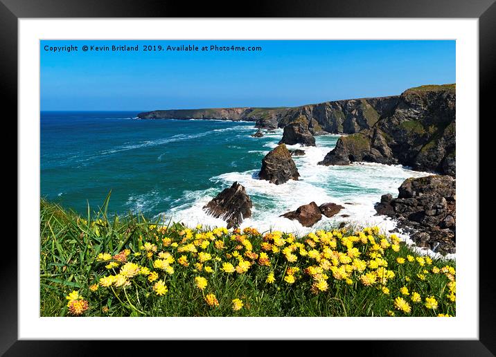 bedruthan steps cornwall Framed Mounted Print by Kevin Britland