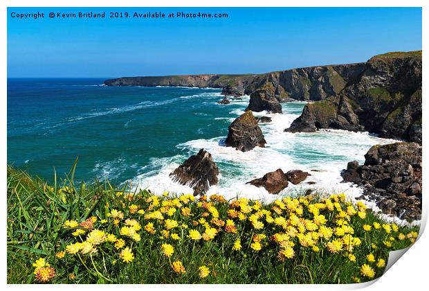 bedruthan steps cornwall Print by Kevin Britland