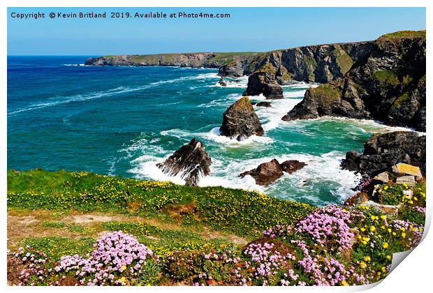 bedruthan steps cornwall Print by Kevin Britland