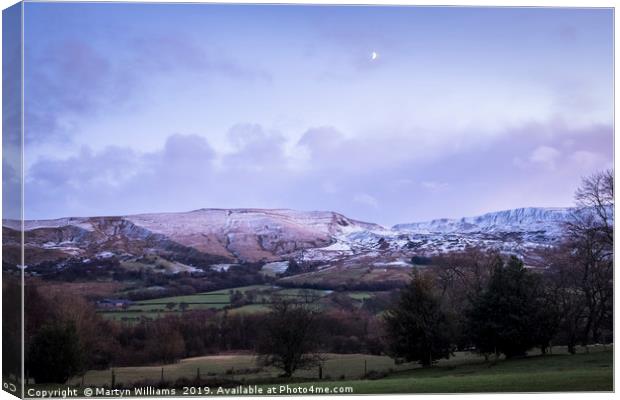 Moonrise Over Mam Tor Canvas Print by Martyn Williams