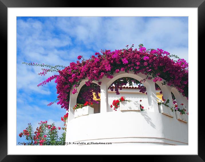 white balconies and flowers -  orotava tenerife Framed Mounted Print by Philip Openshaw
