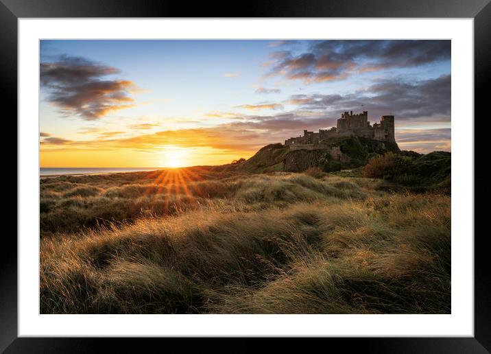 Bamburgh Castle Autumn Sunrise Framed Mounted Print by Paul Appleby