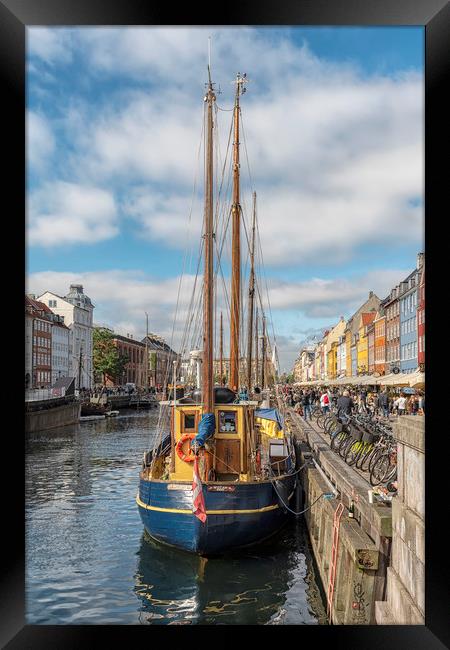 Copenhagen Nyhavn District Fishing Boat Framed Print by Antony McAulay