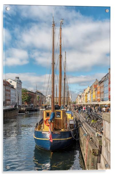 Copenhagen Nyhavn District Fishing Boat Acrylic by Antony McAulay