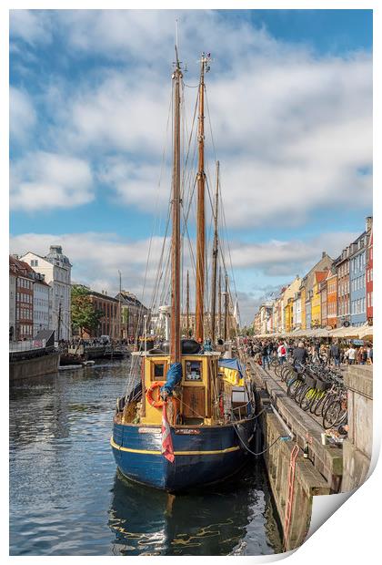 Copenhagen Nyhavn District Fishing Boat Print by Antony McAulay