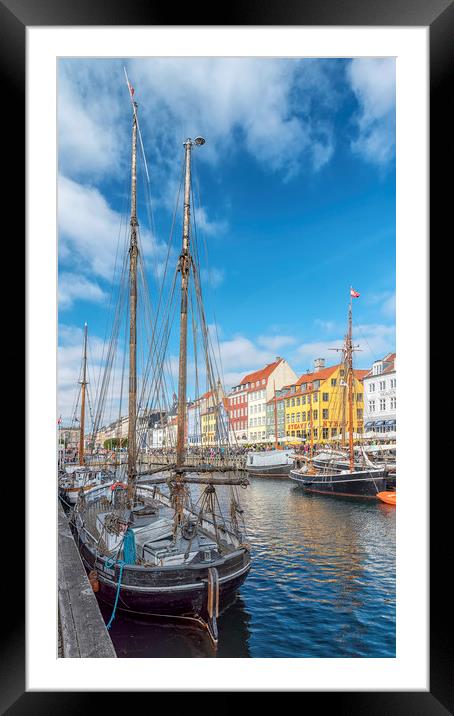 Copenhagen Nyhavn District with Foreground Tallshi Framed Mounted Print by Antony McAulay