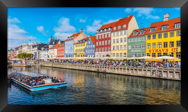 Copenhagen Nyhavn District with River Bus Framed Print by Antony McAulay